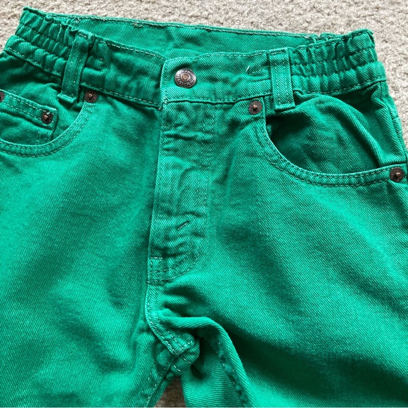 Set of 2 Vintage Little Levi’s Orange Tab Red & Green Denim Jeans, Sz 7 - Picture 3 of 15